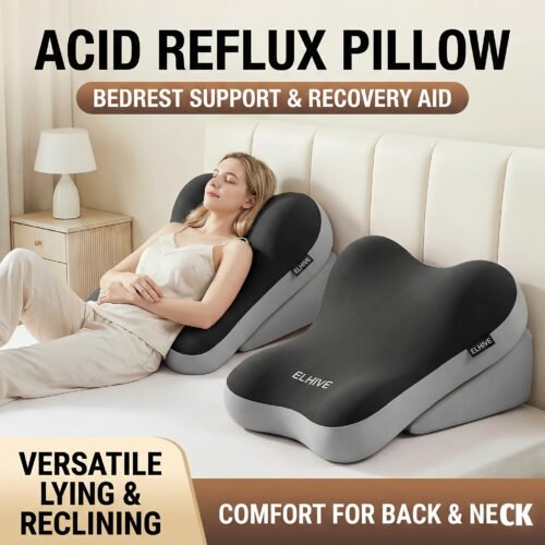 Ergonomic Bed Wedge Pillow Double Grey